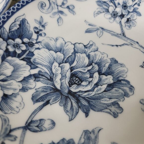 222 Fifth Adelaide Blue 6.25" Round Appetizer Plates Set of 4 - Picture 5 of 5